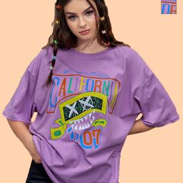 Metronaut Women Pack of 2 Graphic Printed Round Neck Cotton Oversized T-shirts-image-90