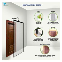 Evafly Mosquito Net for Door Polyester Magnetic Curtain Auto Closing Insect Screen for All Door Types with Self Adhesive Hook Tape(210X115,Grey) image 4