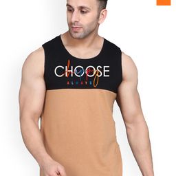 SLOWLORIS Pack Of 2 Printed Combed Cotton Gym Vests VSL26 CMB(CHS BLACKRUST)(GYM ORANGE)-image-91