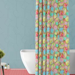 ArtzFolio Brown & Pink Printed Waterproof Shower Curtain-image-74