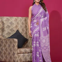 Shivanya Handicrafts Batik Pure Cotton Block Print Saree-picture-10