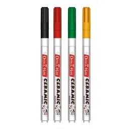 Soni Office Mate Fine Tip Ceramic Marker 3.05 mm Bullet Tip Fade-Resistant & Smudge-Proof Ink for Plate, Pot, Cup, Rock & Glass, Multicolor (Pack of 4)-picture-40