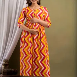 FASHION CLOUD Women Printed Cotton Maternity Gotta Patti Angrakha Kurti-picture-21