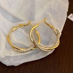 GEHNEY Joy of Jewels Gold-Plated Artificial Stones Studded Circular Hoop Earrings-image-56
