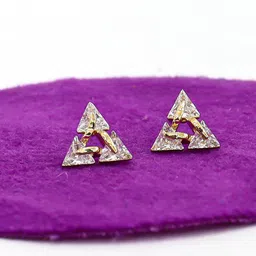 VAGHBHATT Gold-Plated Zircon Studded Triangular Studs image 2