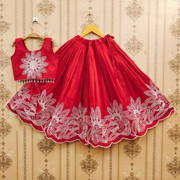 Helene Girls Embroidered Thread Work Ready to Wear Lehenga &-picture-9