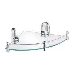 Parryware Corner Shelf with Bracket Comfort Series Silver Stainless Steel Chrome Finish, T6910A1-14
