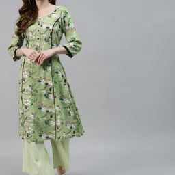 Ayaany Women Green Floral Printed Kurta-picture-7