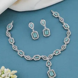 TIYARA brass Silver-Plated Jewellery Set-image-56