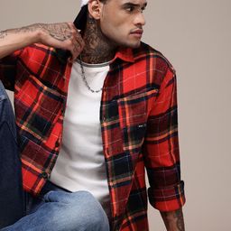 WROGN Checked Oversized Casual Shirt-image-11