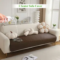 HOKIPO Brown Polyester 1 Piece Sofa Cover-image-27