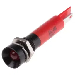 RS PRO Red Panel Mount Indicator 24V AC, Mounting Hole Size 8 mm, Termination Type Solder Tab, Model No 206980-9