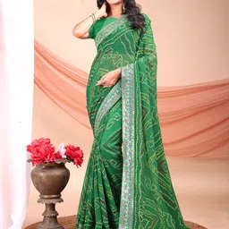 Leelavati Embroidered Bandhani Pure Georgette Saree-image-47