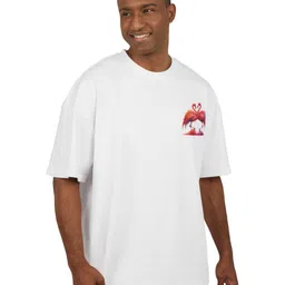 Naturebliss Men Flamingo Printed Oversized T-shirt-image-42