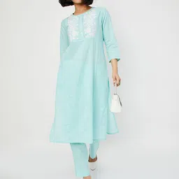 max Women Ethnic Motifs Embroidered Regular Thread Work Kurta with Trousers-image-79