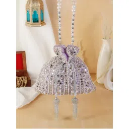 SWISNI Womens Purple Embroidered Potli Bag-picture-33
