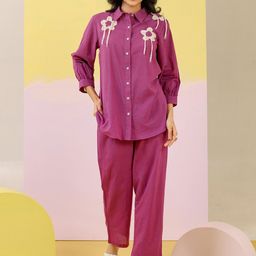 AUTUMN LANE Purna Crochet Cotton Shirt With Trousers Co-Ords-image-25