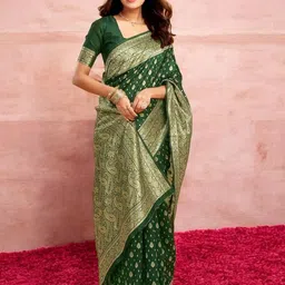 Mitera Woven Design Zari Silk Blend Banarasi Saree-image-42