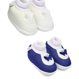 NESKA MODA 3 To 12 Months 2 Pair Set Newborn Unisex Baby Skin Friendly Cotton Butterfly Booties-13