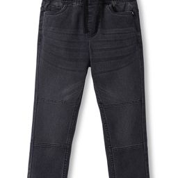 Pine Kids Full Length Elasticated Waist Solid Color Jogger Fit Denim Jeans - Black-image-74