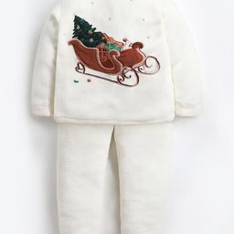 Cherry Crumble By Nitt Hyman Christmas Theme Full Sleeves Sledge Embroidered Winter Set - Cream-image-12