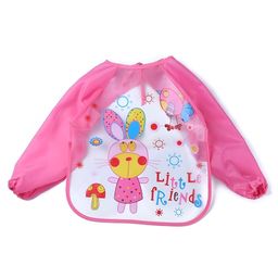 MOMISY Waterproof Smock Painting Apron for Kids Full Sleeve Feeding Bib for Babies Cartoon Animal Art for Infants Toddler Boys Girls (Pink Rabbit)-16