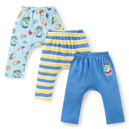 Babyhug Interlock Full Length Diaper Leggings Animal Print Pack of 3 - Multicolour-image-60