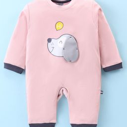 Mini Taurus Full Sleeves Romper with Puppy Print & Patch - Light Pink-image-78