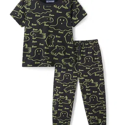 Pine Kids Single Jersey Knit Half Sleeves Night Suit with Sea Life Print - Black-picture-36
