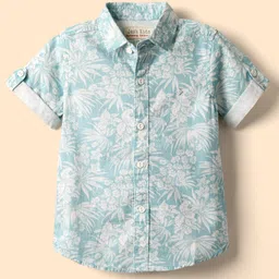 Jash Kids Cotton Woven Half Sleeves Tropical Theme Printed Shirt - Light Blue-picture-42