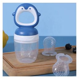 Baby Miniature Silicone Food Fruit Nibbler Penguin with Extra Mesh Soft Pacifier Feeder Teether for Infant Baby Elegant BPA Free (Color may vary, Pack of 2pcs) image 2