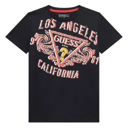GUESS kids Boys Typography Printed Round Neck Cotton T-shirt-image-88