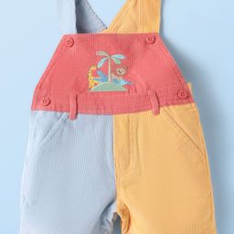 ToffyHouse Cotton Knit Half Sleeves Inner Tee & Dungaree Set with Animal Print & Color Block Design - Multicolor image 4