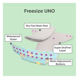 SuperBottoms Freesize UNO - Reusable cloth diaper + 1 Dry Feel Magic Dry Pads Set - Shruberry image 5