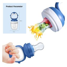 Baby Miniature Silicone Food Fruit Nibbler Penguin with Extra Mesh Soft Pacifier Feeder Teether for Infant Baby Elegant BPA Free (Color may vary, Pack of 2pcs) image 5