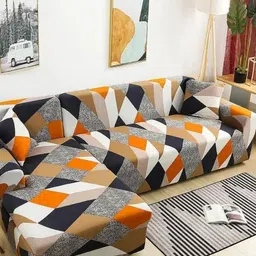 TONY STARK Multicoloured Polyester 2 Piece Sofa Cover With Arms-picture-24