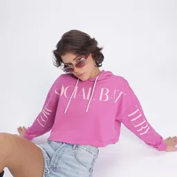 DressBerry Printed Cropped Boxy Hooded Sweatshirt-image-42