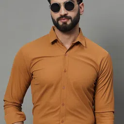 RENUOVO Men Slim Fit Spread Collar Textured Cotton Formal Shirt-picture-4