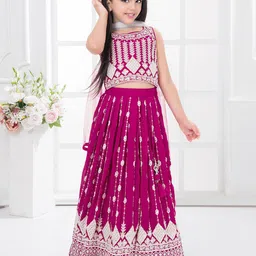 Tiny Kingdom Girls Embroidered Ready to Wear Lehenga & Blouse With Dupatta-image-82