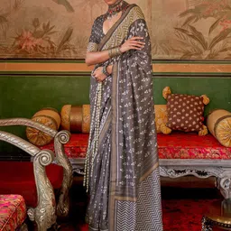 Anouk Floral Printed Pochampally Saree-picture-19
