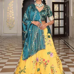 Warthy Ent Embroidered Sequinned Semi-Stitched Lehenga & Unstitched Blouse With Dupatta-image-77