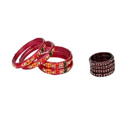 SOMIL Set Of 8 Multi Alloy Artificial Stones and Beads Antique Bangles-image-86