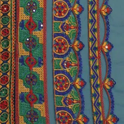 DIVASTRI Ethnic Motifs Embroidered Net Saree image 4