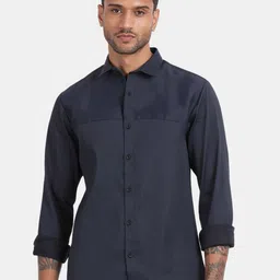 Blu MNKY Men Slim Fit Casual Spread Collar Full Sleeve Shirt-picture-44
