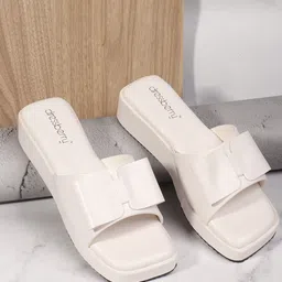 DressBerry Printed Wedge Mules with Bows-17