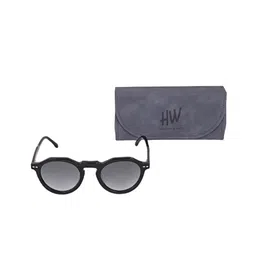HAMILTANO WINSTON Men Black Lens & Black Round Sunglasses with-37