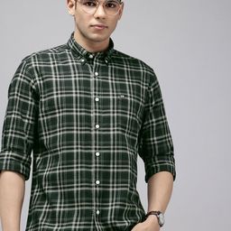 Arrow Manhattan Slim Fit Checked Button-Down Collar Pure Cotton Casual Shirt-image-29