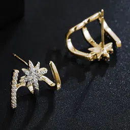 VAGHBHATT Gold-Plated Cubic Zirconia Studded Floral Shaped Studs image 2