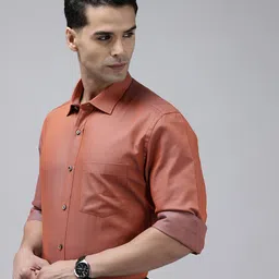 Park Avenue Opaque Self Design Textured Pure Cotton Formal Shirt-image-74