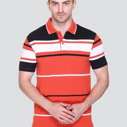 Yoorix Striped Polo Collar Short Sleeves T-shirt-image-13